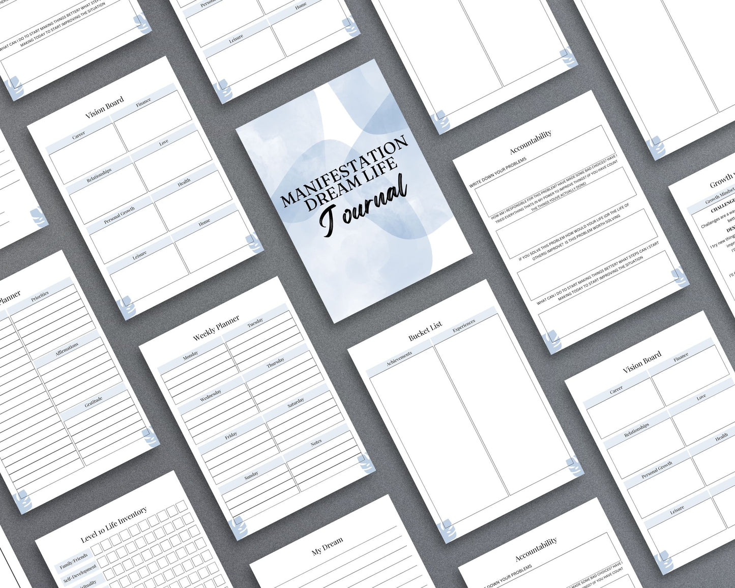 Manifestation Dream Life Journal – Vision Board, Goal-Setting & Affirmations | Printable PDF
