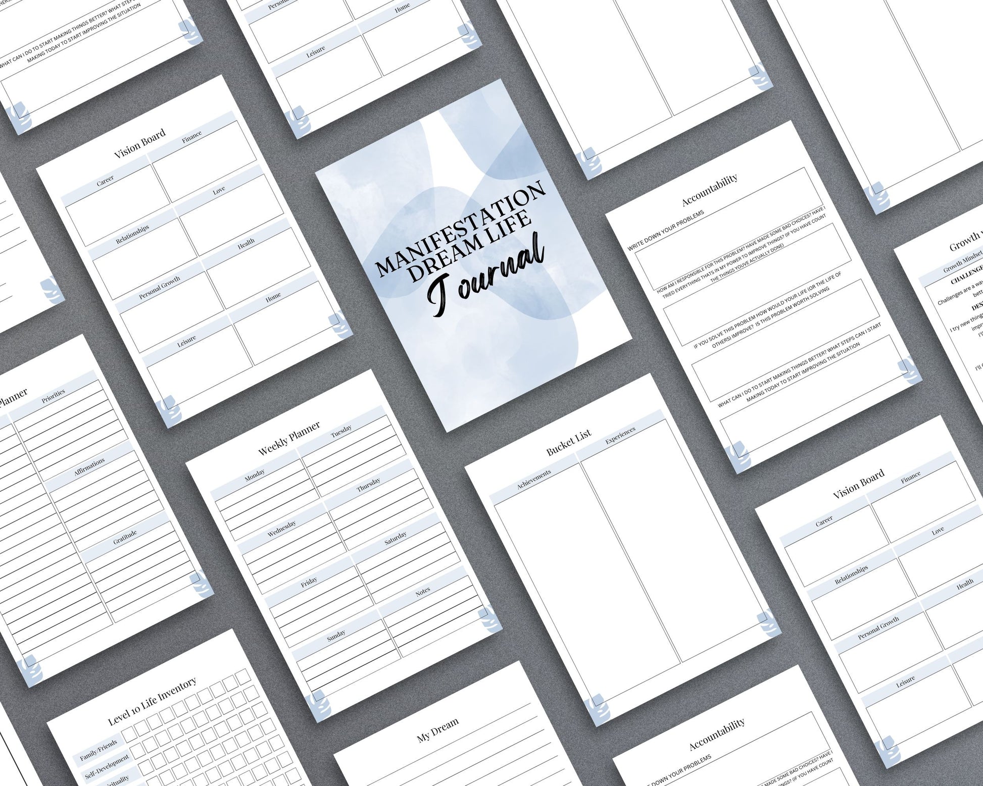 Manifestation Dream Life Journal – Vision Board, Goal-Setting & Affirmations | Printable PDF