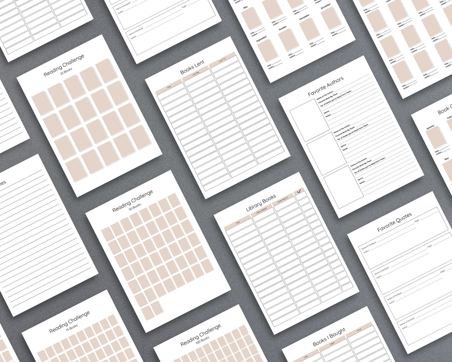 Reading Journal – Track Books, Reviews & Reading Challenges | Printable PDF for Printing
