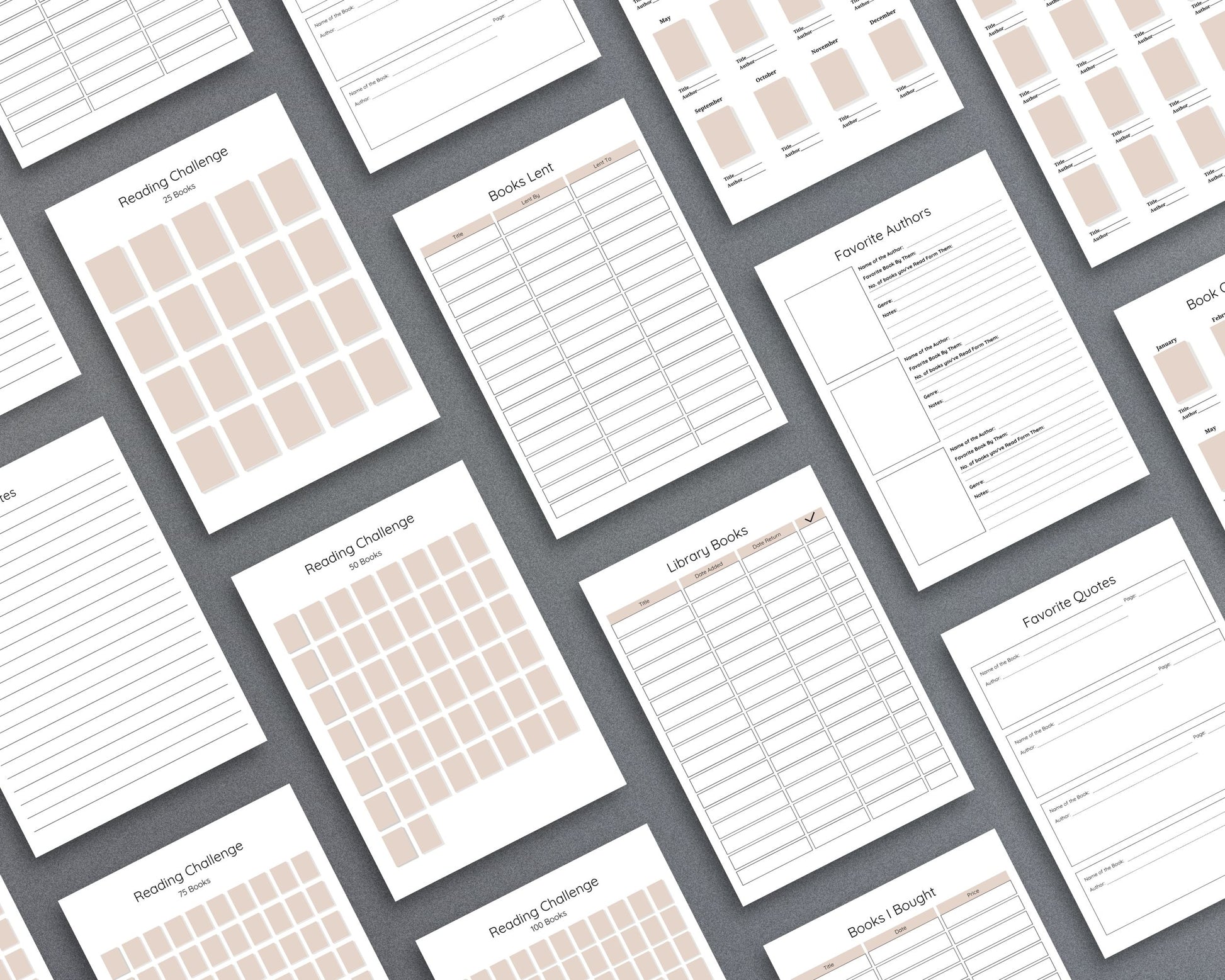 Reading Journal – Track Books, Reviews & Reading Challenges | Printable PDF for Printing