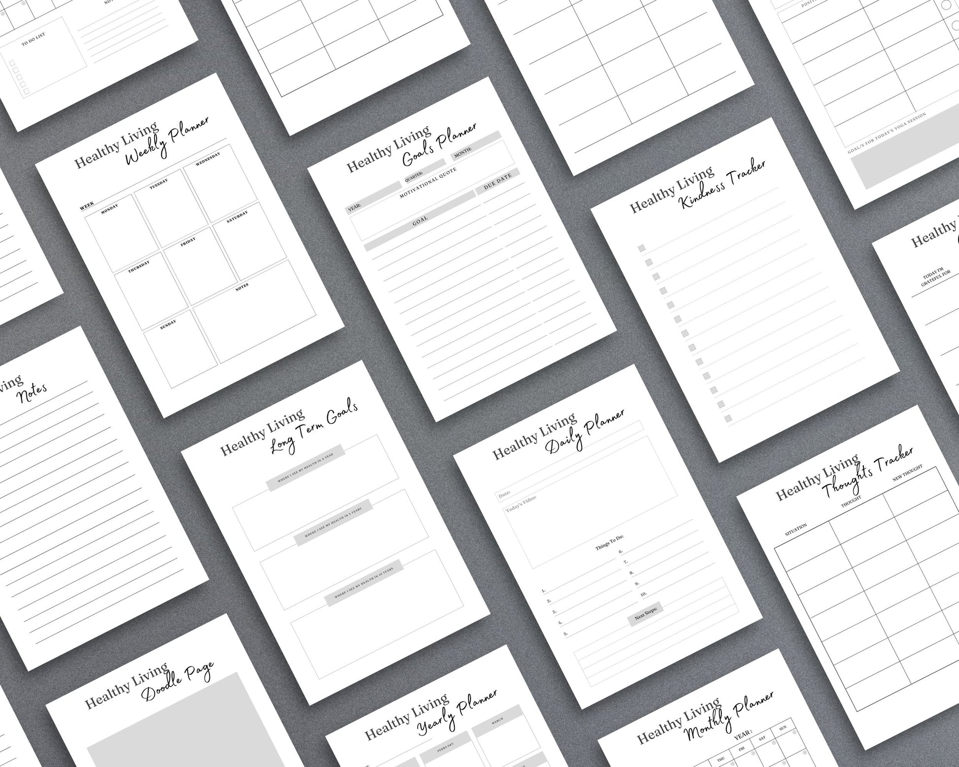 Healthy Living Journal – Track Fitness, Nutrition & Self-Care | Printable PDF 