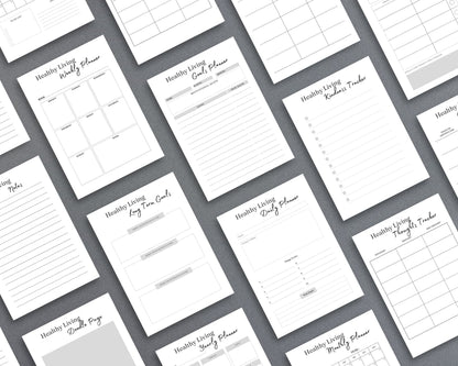 Healthy Living Journal – Track Fitness, Nutrition & Self-Care | Printable PDF 