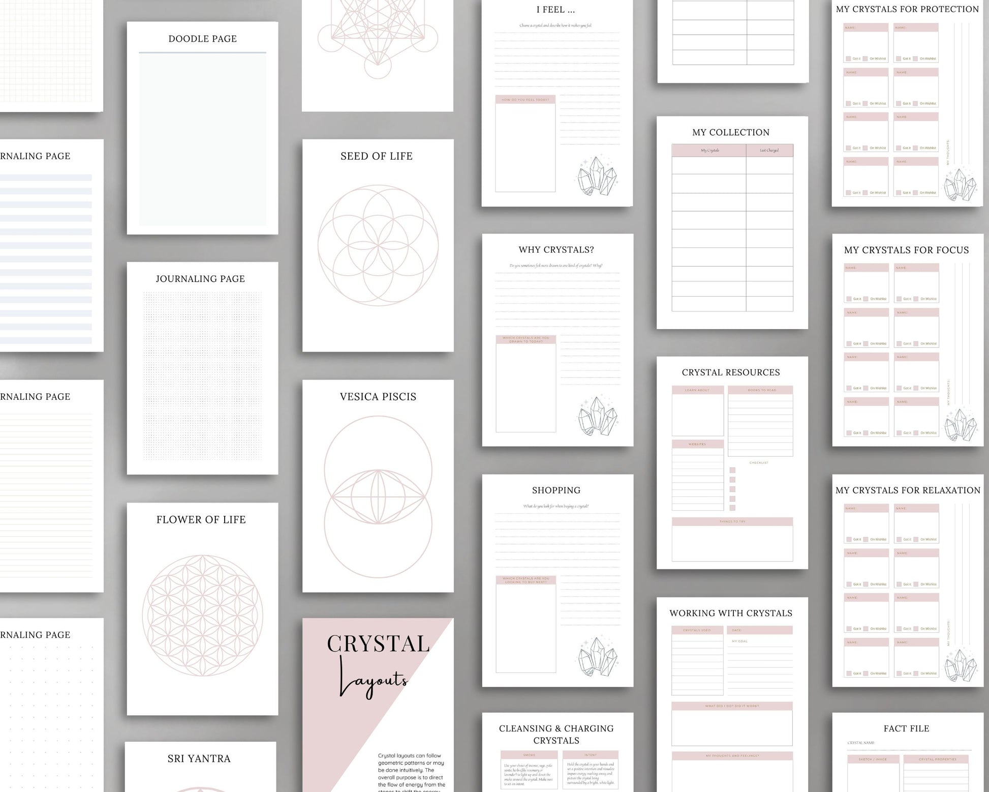 Crystal Journal – Track, Cleanse & Work with Healing Crystals | Printable PDF 
