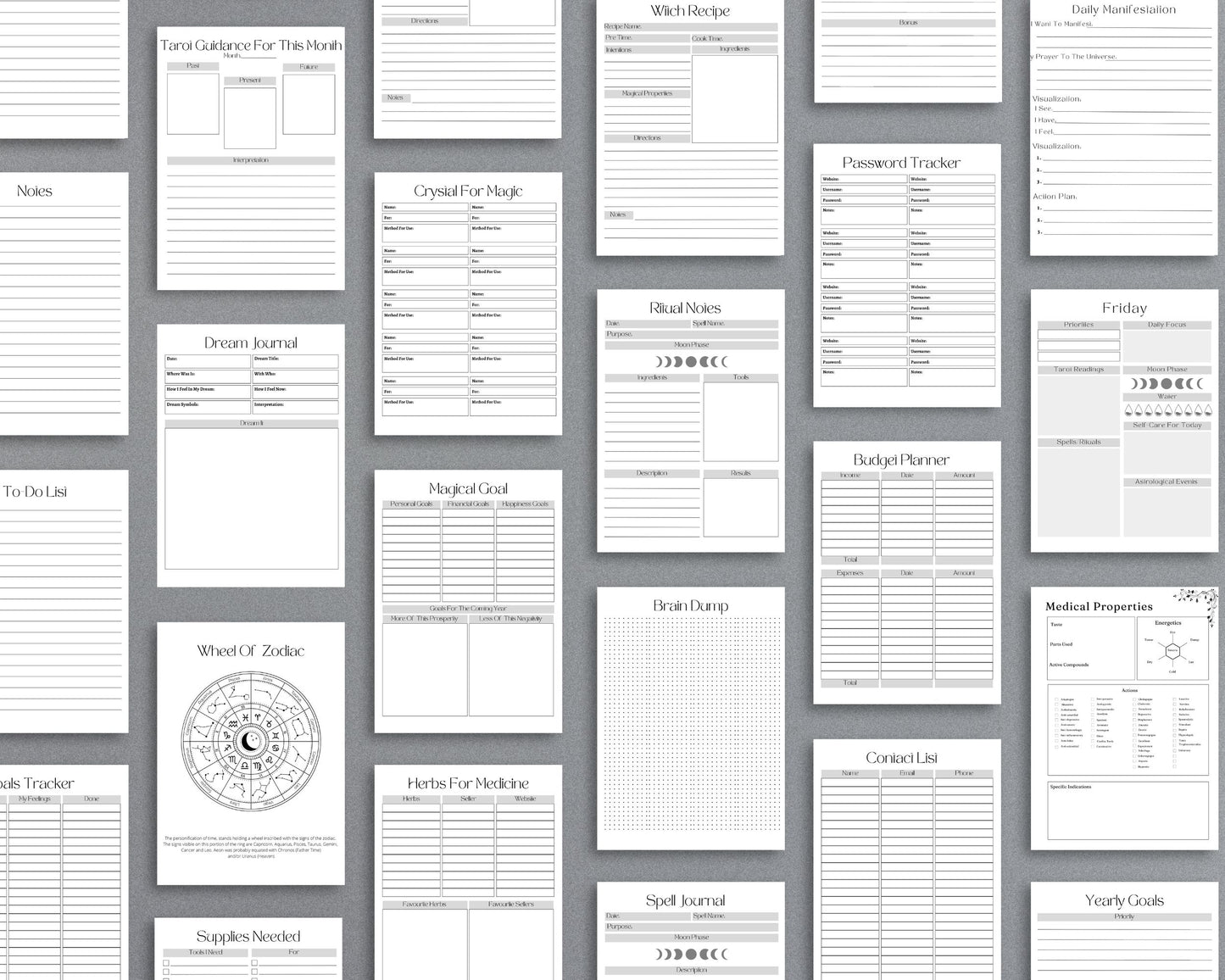 Witchy Planner – Track Rituals, Moon Phases & Tarot Readings | Printable PDF