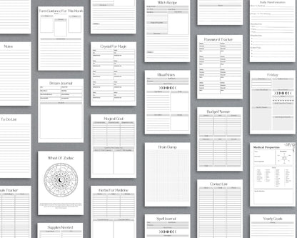 Witchy Planner – Track Rituals, Moon Phases & Tarot Readings | Printable PDF