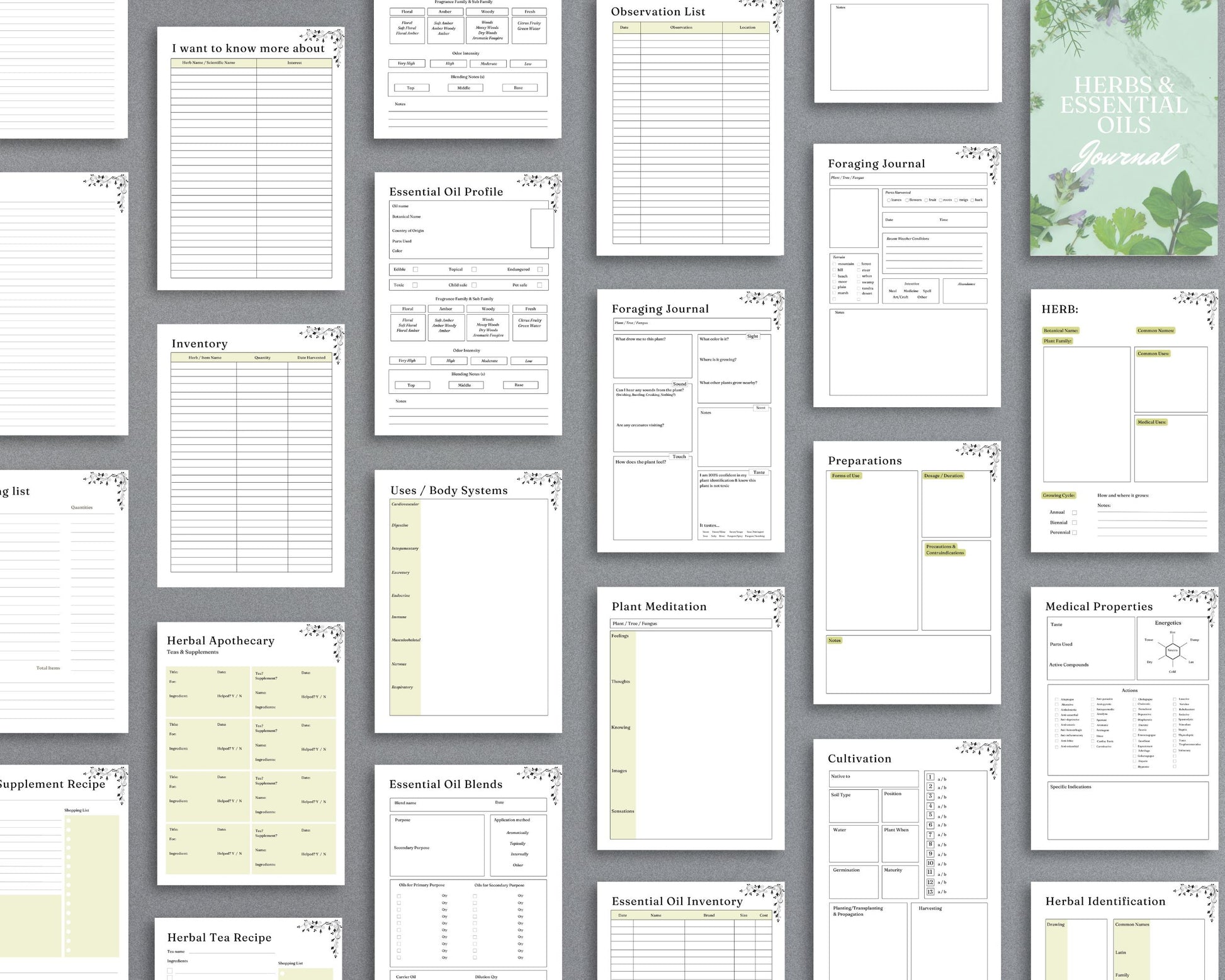 Herbs & Essential Oils Planner – Track Herbal Remedies & Natural Healing | Printable PDF