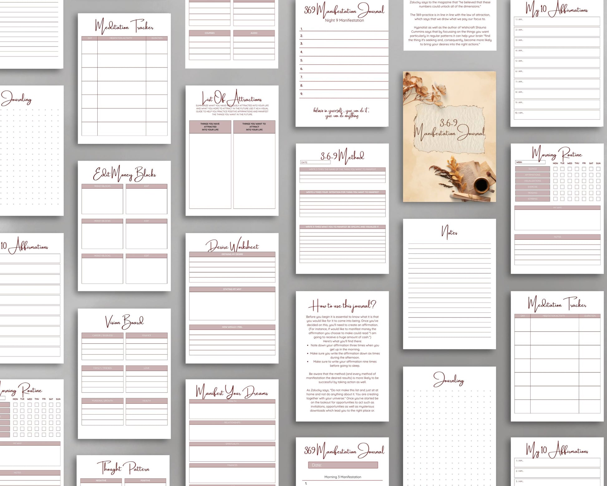 369 Manifestation Journal – Unlock the Power of the Universe & Manifest Your Dreams | Printable PDF