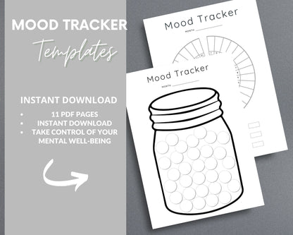 Mood Tracker Templates – Track Emotions, Reduce Stress & Improve Mental Health | Printable PDF