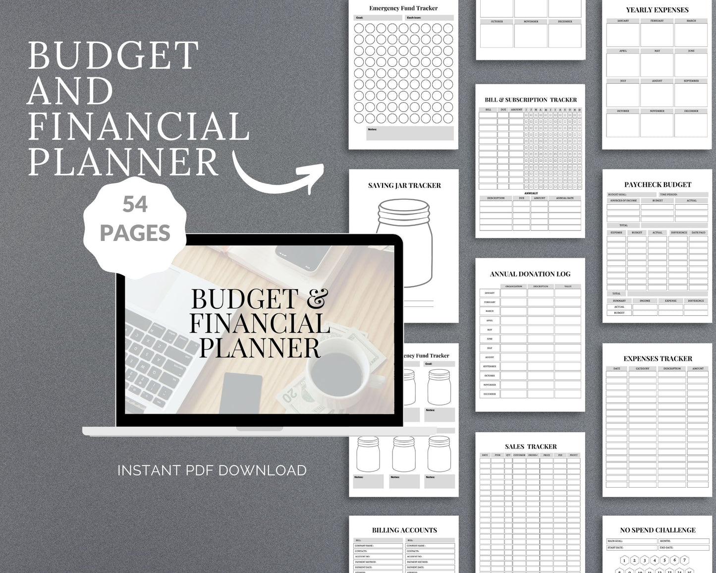 Budget & Financial Planner – Track Expenses, Save Money & Manage Finances | Printable PDF