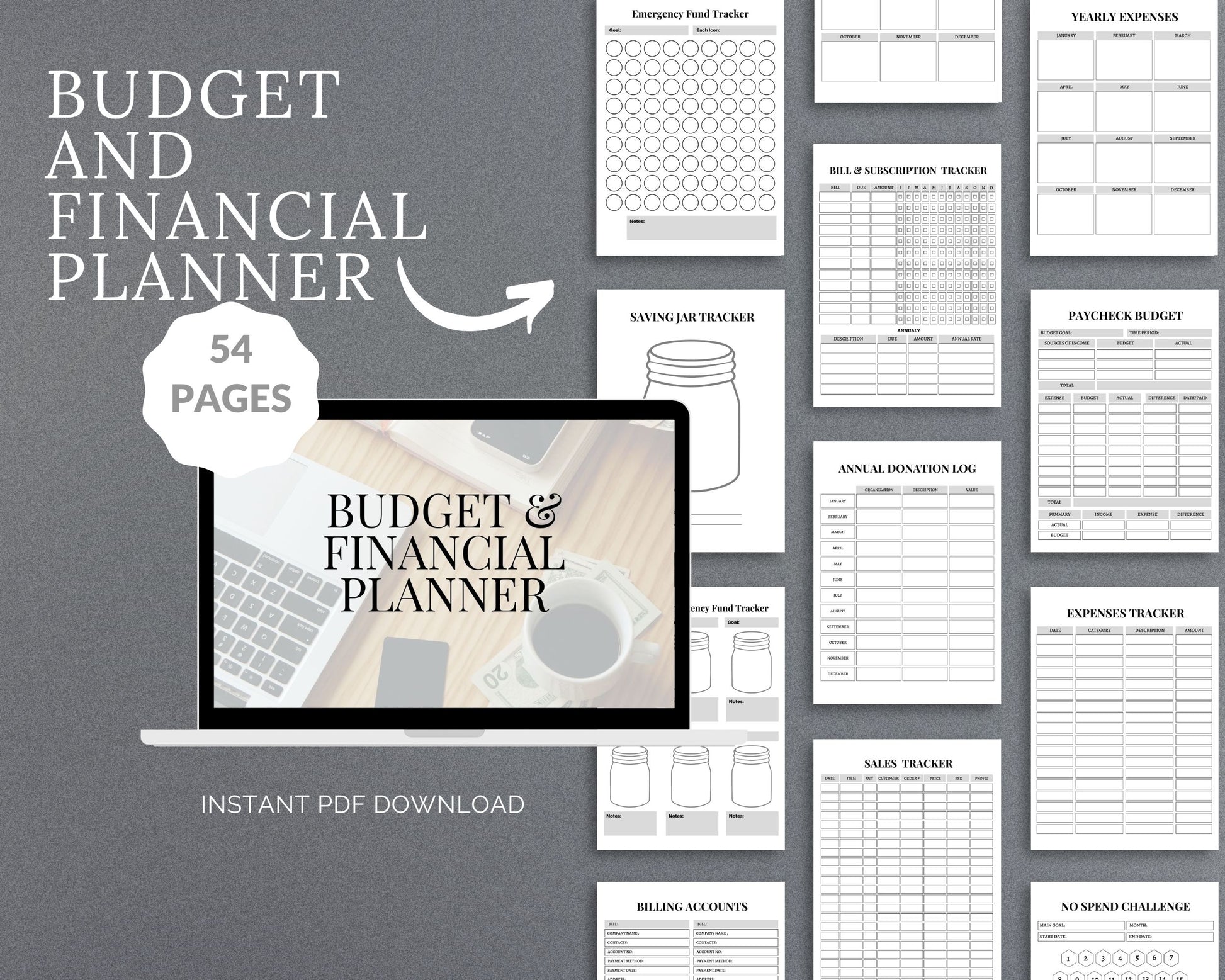 Budget & Financial Planner – Track Expenses, Save Money & Manage Finances | Printable PDF