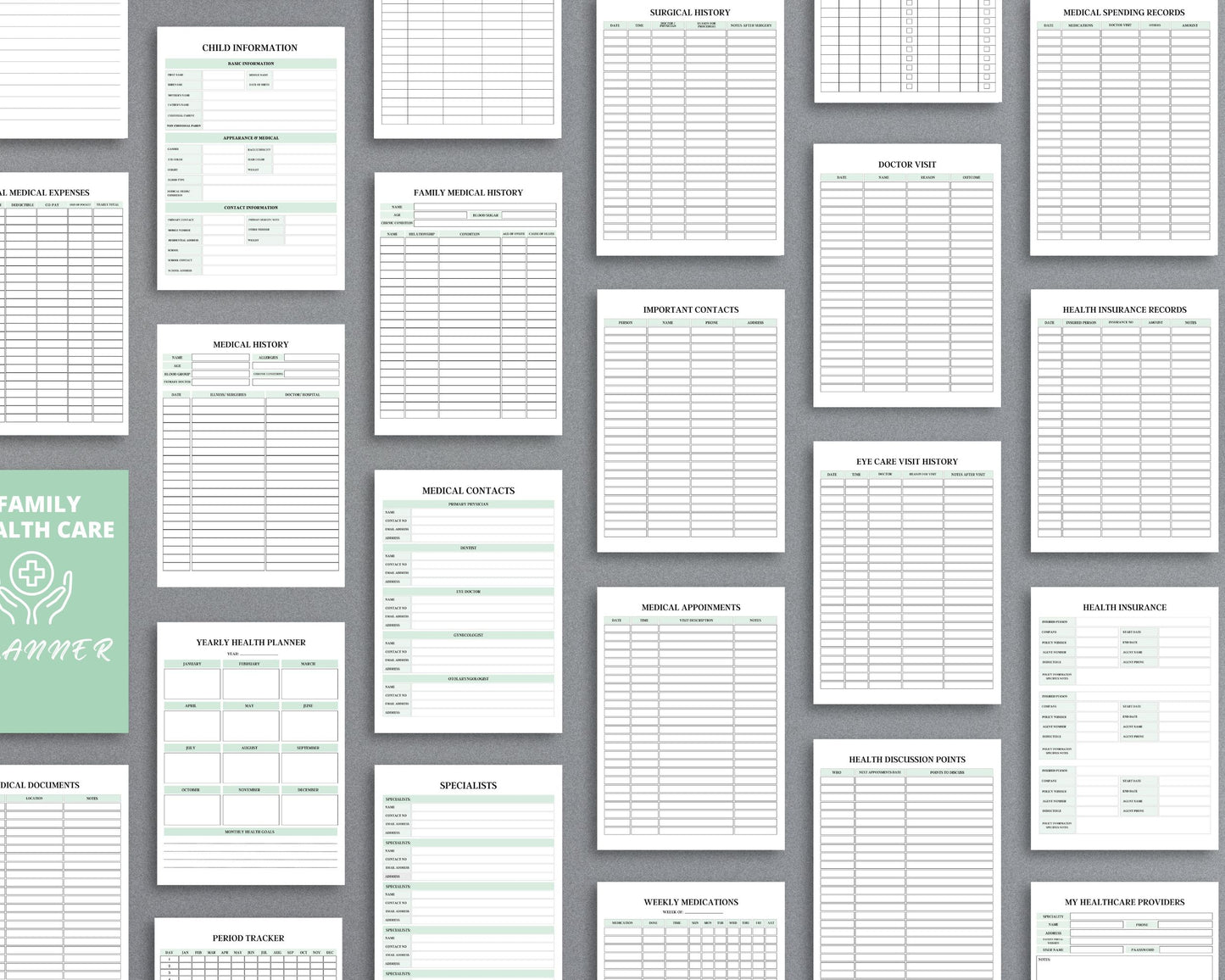 Family Health Care Planner – Track Medical History, Appointments & Health Records | Printable PDF