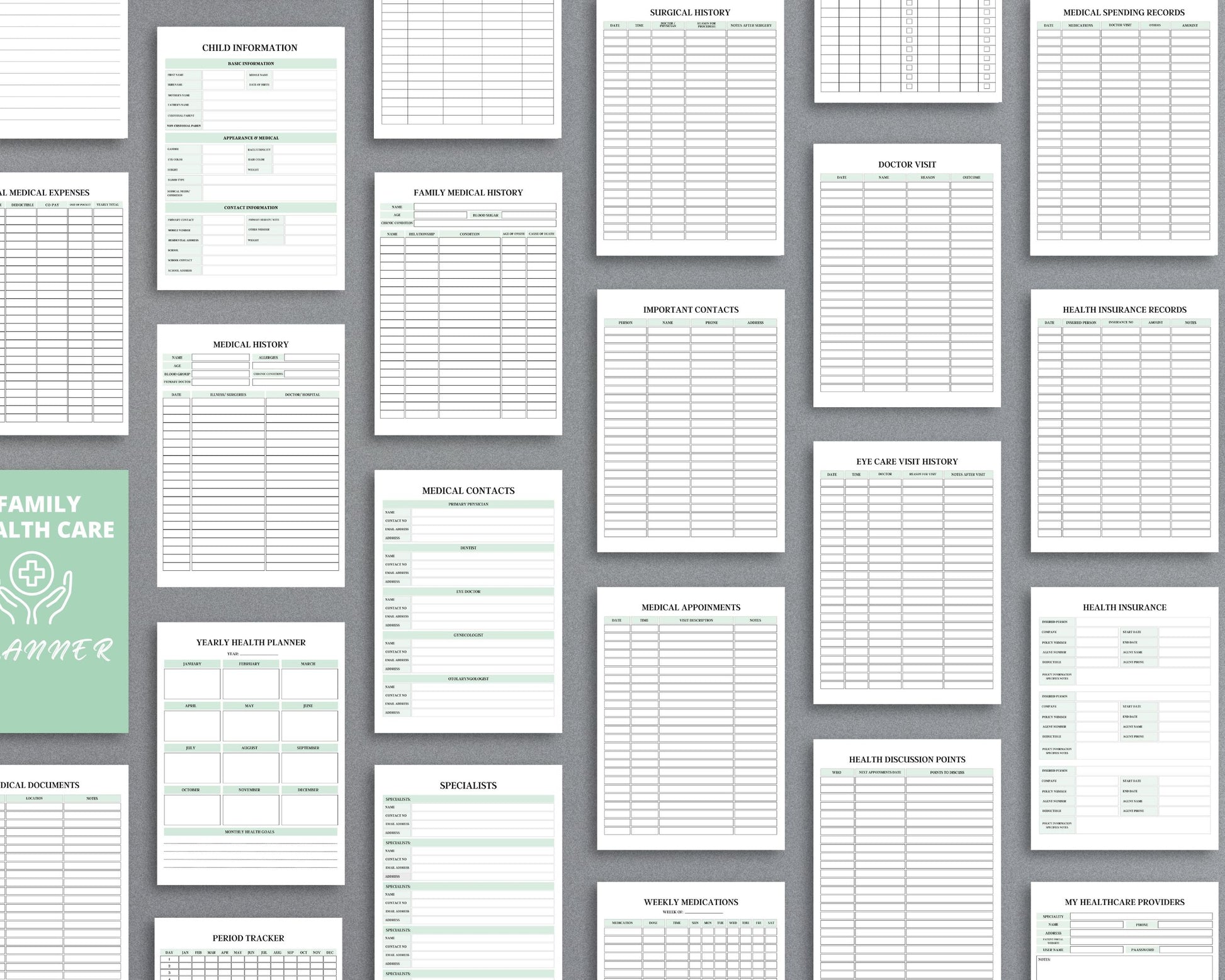 Family Health Care Planner – Track Medical History, Appointments & Health Records | Printable PDF