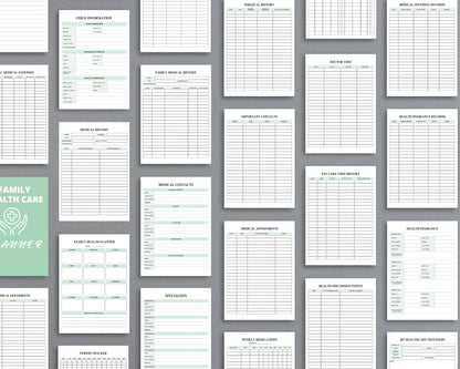 Family Health Care Planner – Track Medical History, Appointments & Health Records | Printable PDF