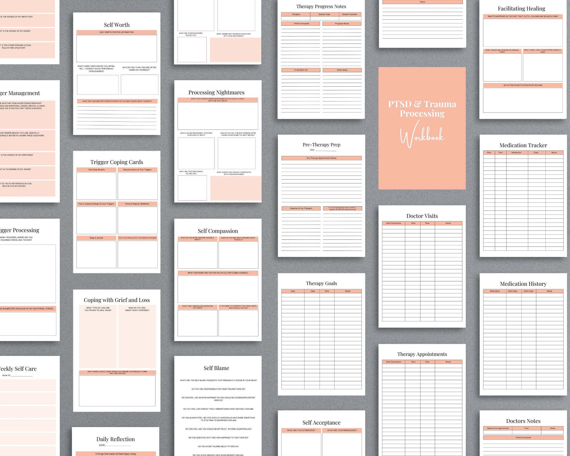 PTSD & Trauma Processing Workbook – Heal, Reflect & Overcome Trauma | Printable PDF