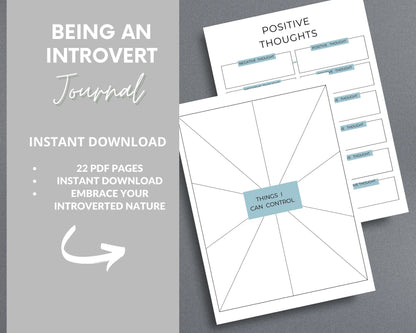 Being an Introvert Journal – Self-Discovery, Coping Skills & Self-Care | Printable PDF