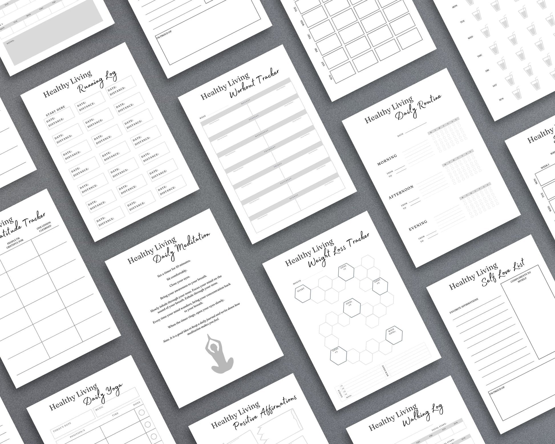 Healthy Living Journal – Track Fitness, Nutrition & Self-Care | Printable PDF 