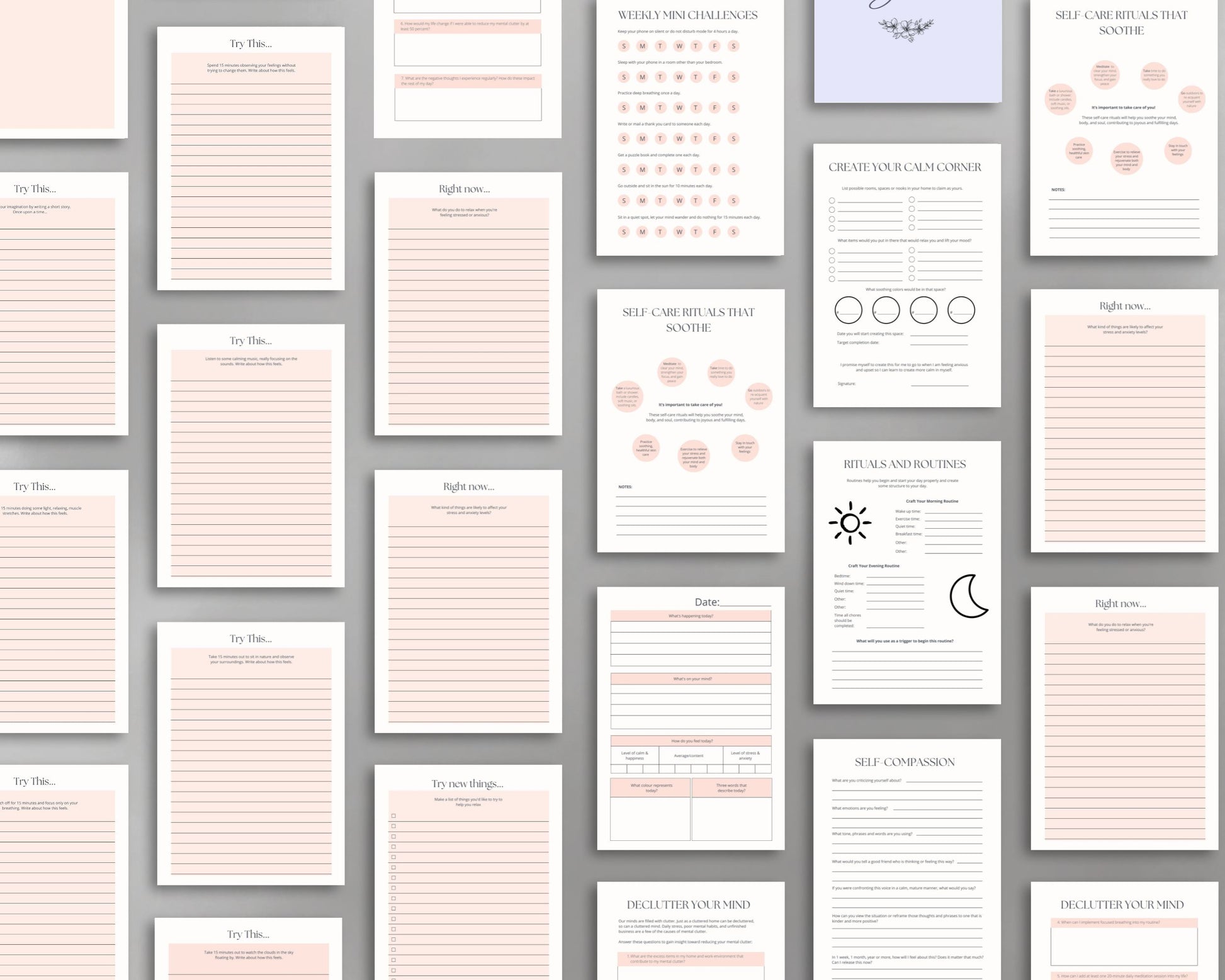 Calming Your Mind Journal – Reduce Stress, Find Inner Peace & Practice Self-Care | Printable PDF for Printing