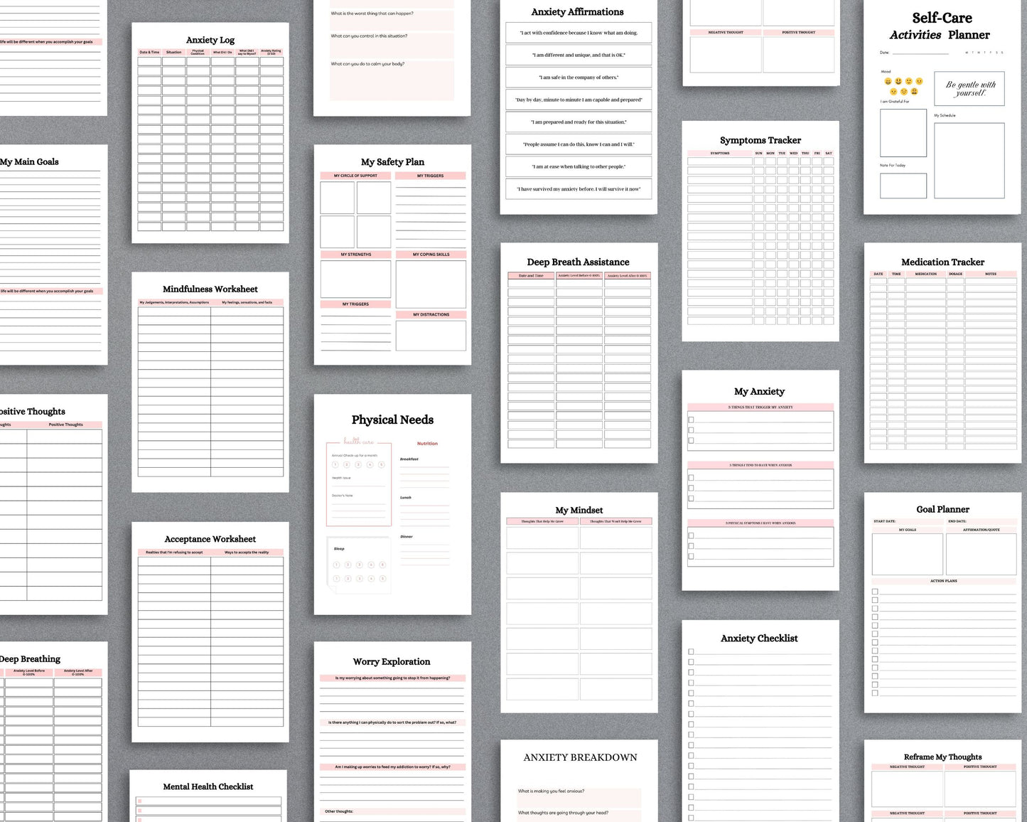 Mental Health Planner – Track Mood, Manage Anxiety & Prioritize Self-Care | Printable PDF