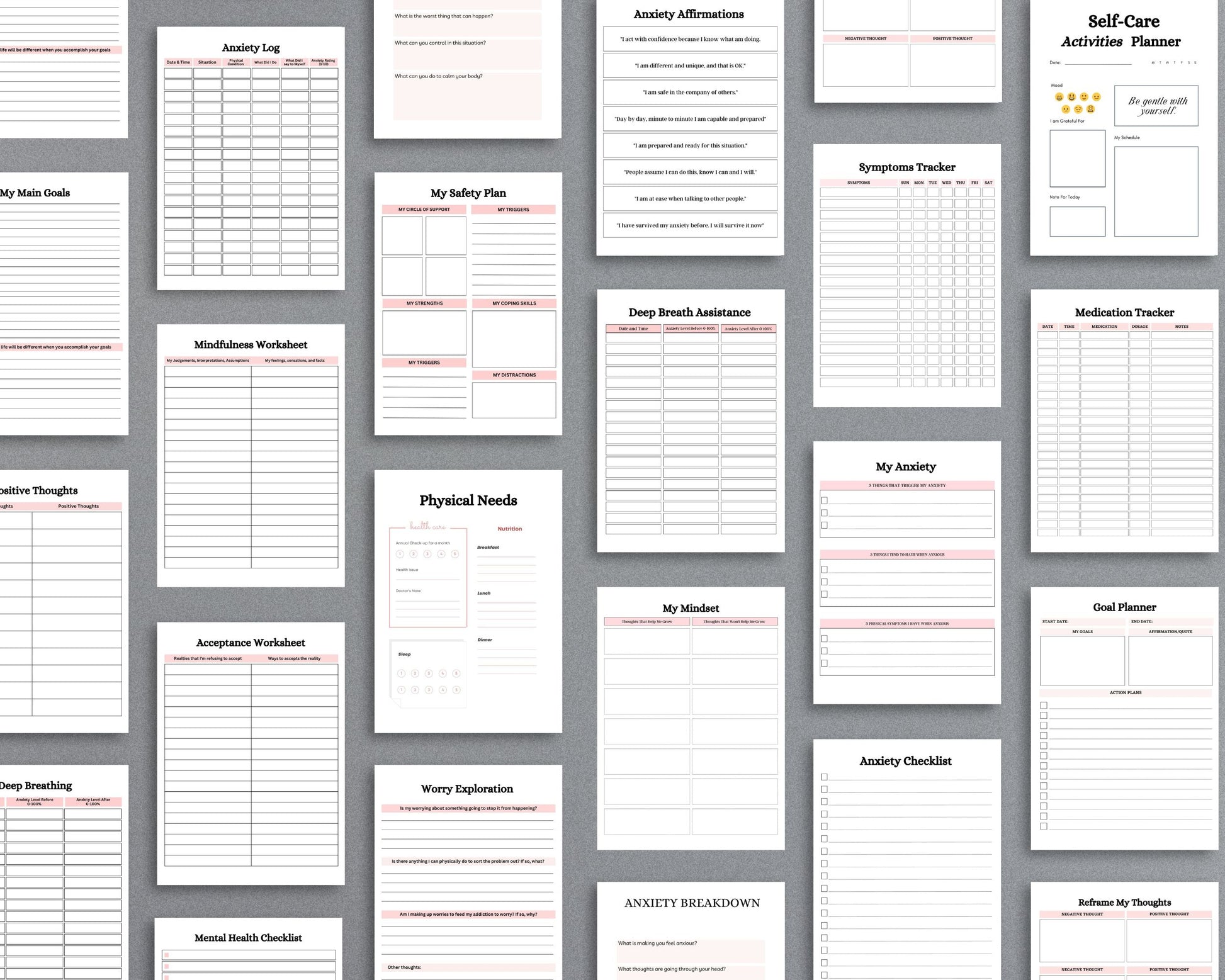 Mental Health Planner – Track Mood, Manage Anxiety & Prioritize Self-Care | Printable PDF