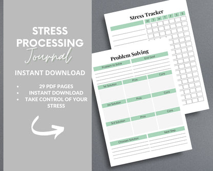 Stress Processing Journal – Reduce Anxiety, Track Stress & Improve Well-Being | Printable PDF