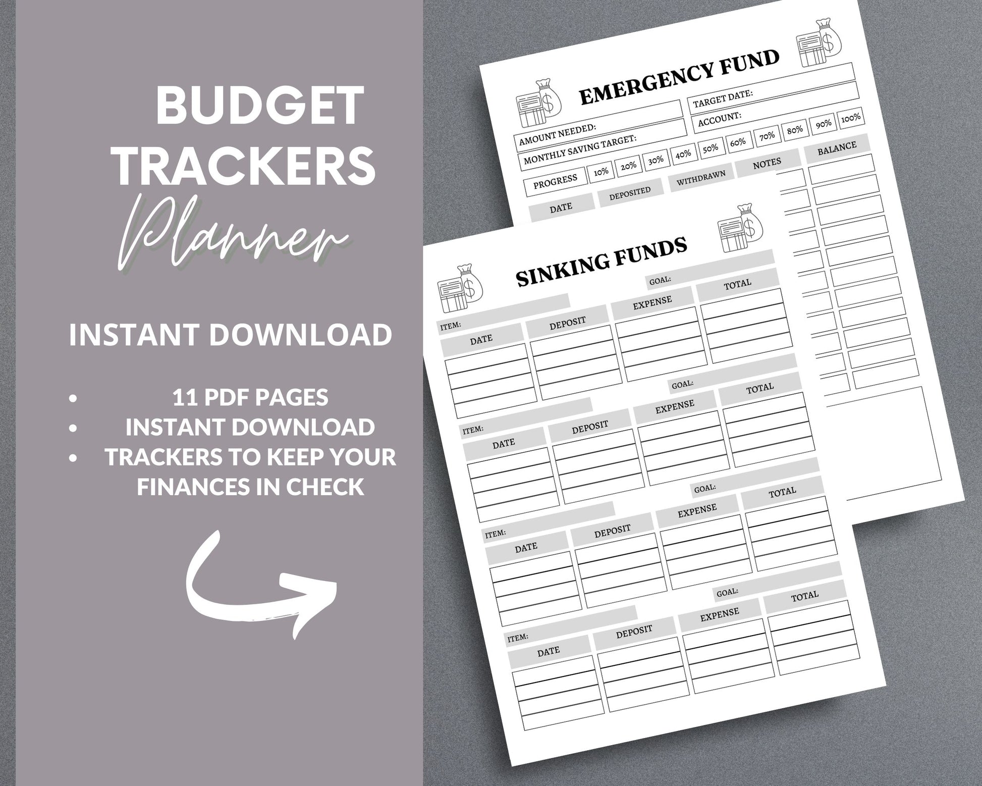 Budget Trackers Planner – Expense, Savings & Debt Management | Printable PDF for Printing