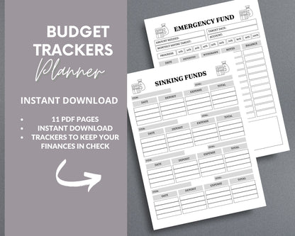 Budget Trackers Planner – Expense, Savings & Debt Management | Printable PDF for Printing