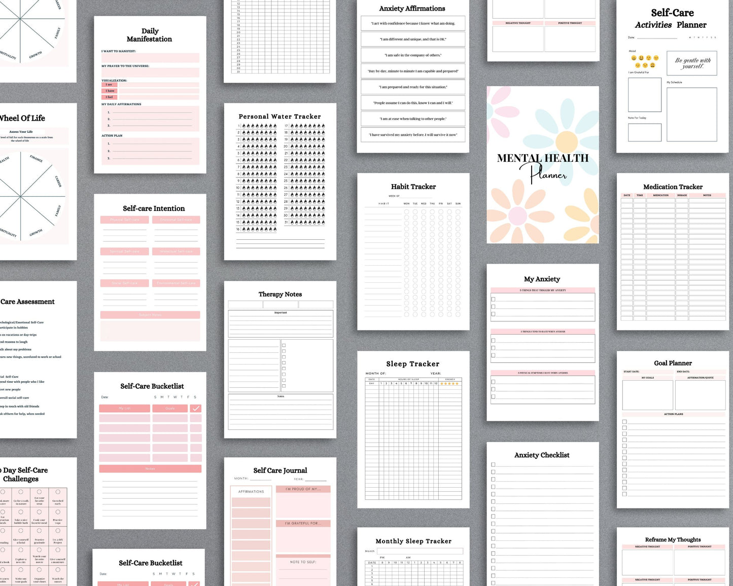 Mental Health Planner – Track Mood, Manage Anxiety & Prioritize Self-Care | Printable PDF