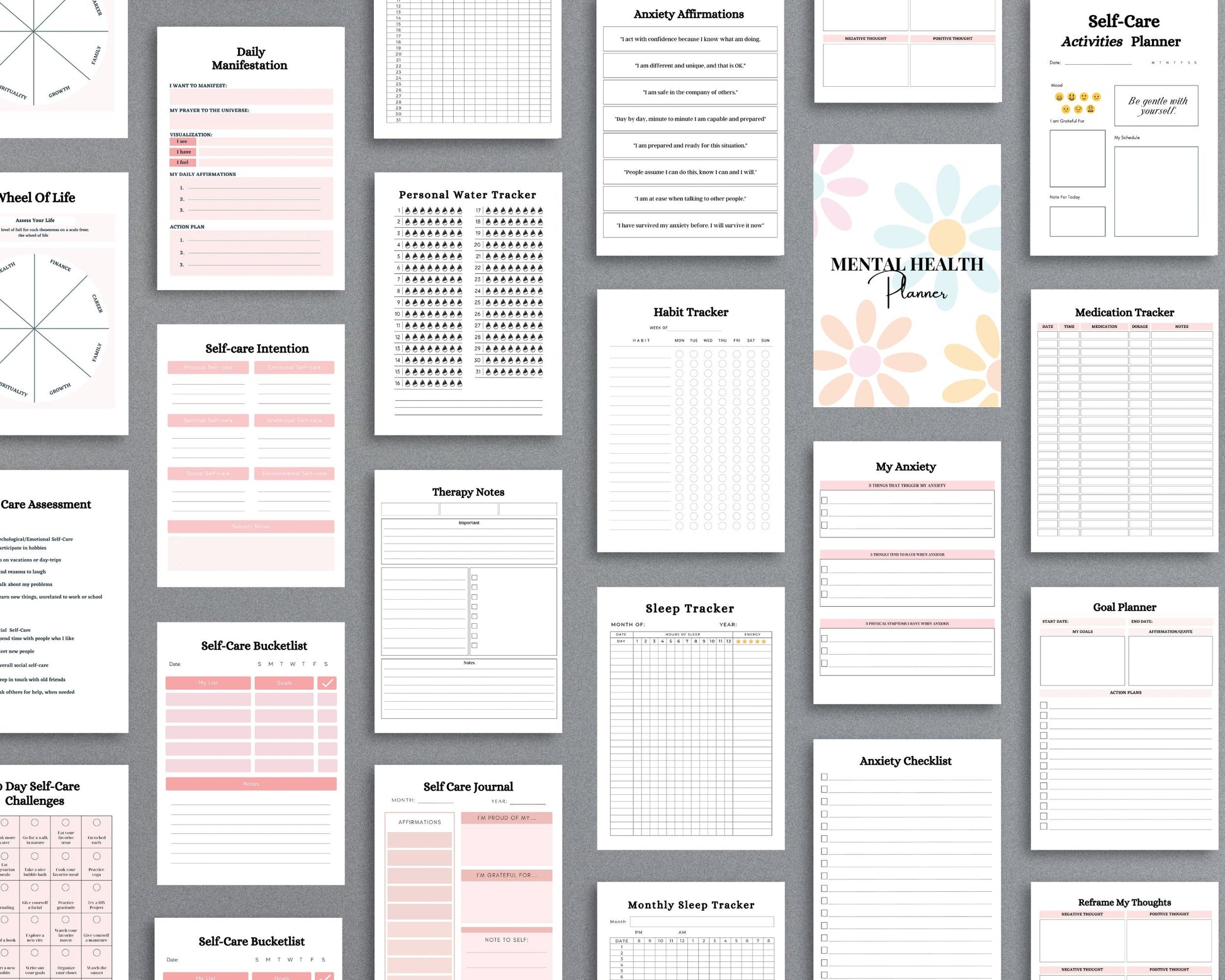 Mental Health Planner – Track Mood, Manage Anxiety & Prioritize Self-Care | Printable PDF