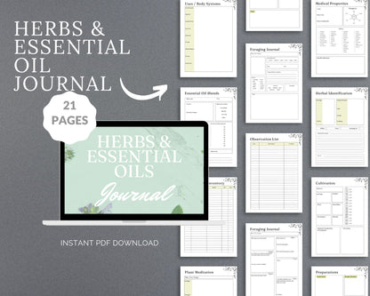 Herbs & Essential Oils Planner – Track Herbal Remedies & Natural Healing | Printable PDF