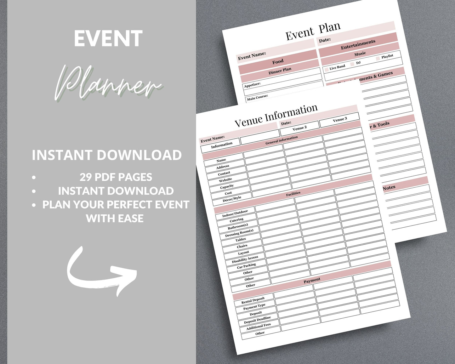 Event Planner – Organize, Budget & Track Every Detail of Your Event | Printable PDF