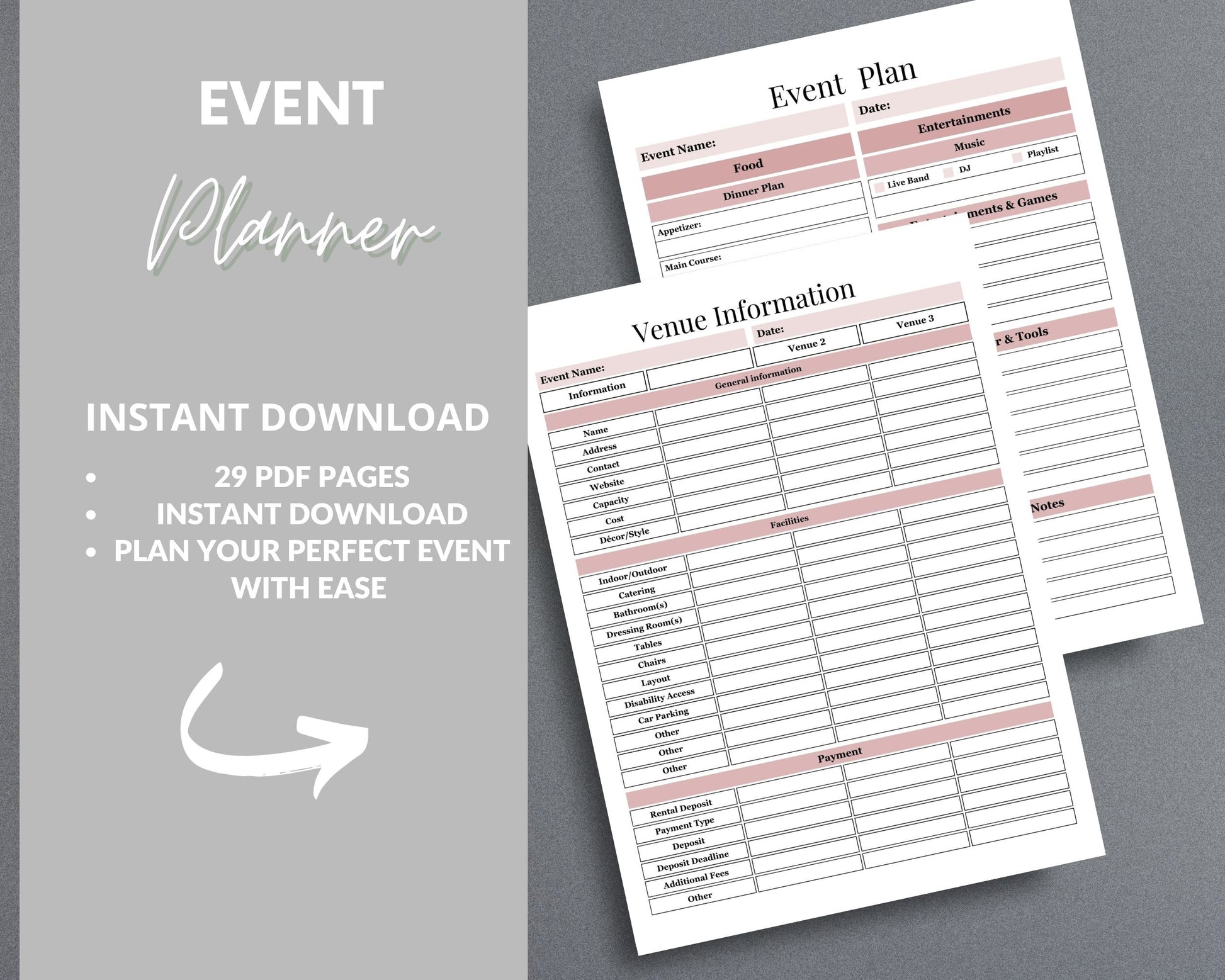 Event Planner – Organize, Budget & Track Every Detail of Your Event | Printable PDF