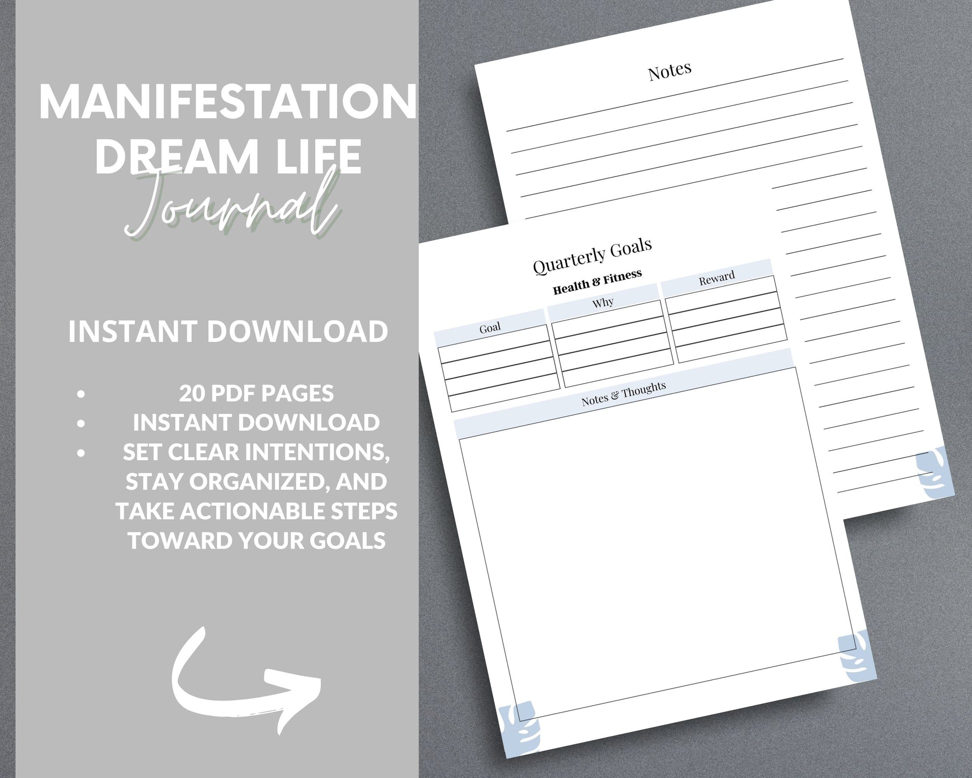 Manifestation Dream Life Journal – Vision Board, Goal-Setting & Affirmations | Printable PDF