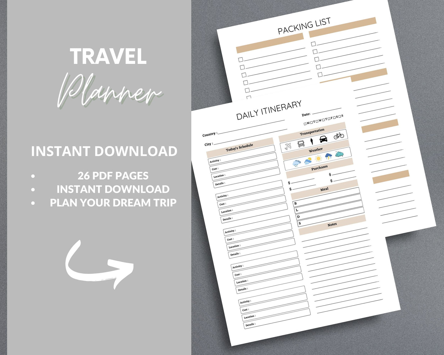 Travel Planner – Plan, Budget & Organize Your Perfect Trip | Printable PDF 
