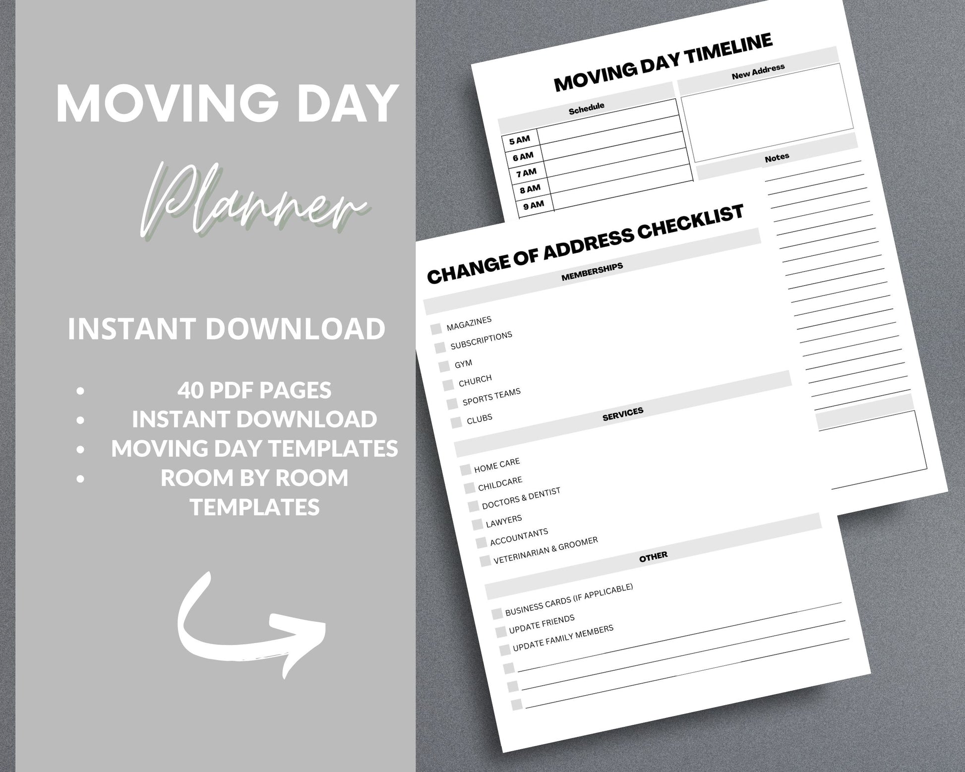 Moving Planner – Stay Organized, Track Expenses & Simplify Your Move | Printable PDF 
