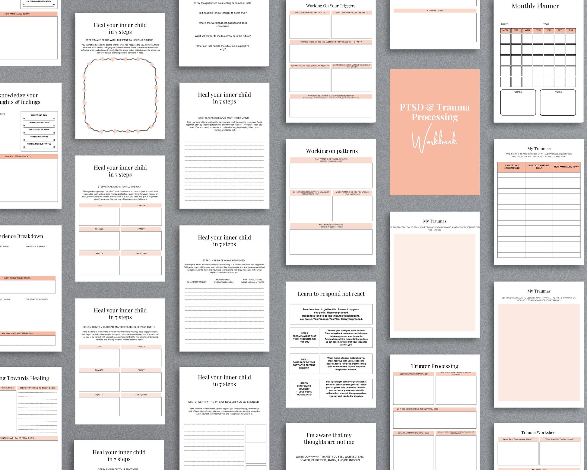 PTSD & Trauma Processing Workbook – Heal, Reflect & Overcome Trauma | Printable PDF