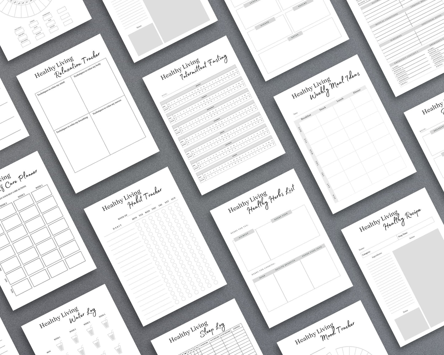 Healthy Living Journal – Track Fitness, Nutrition & Self-Care | Printable PDF 