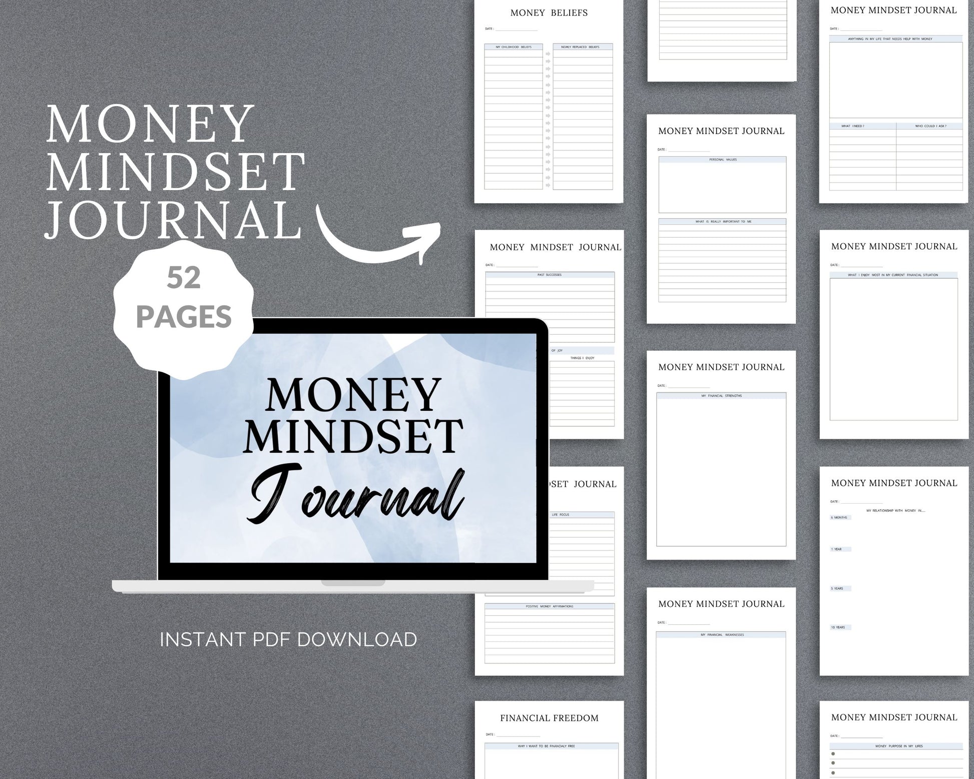 Money Mindset Journal – Shift Your Financial Mindset & Attract Abundance | Printable PDF