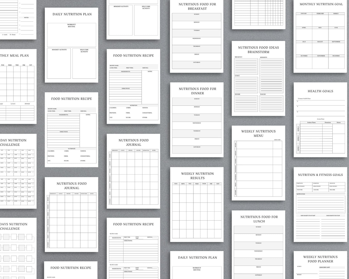 Nutrition Planner – Track Meals, Set Health Goals & Improve Wellness | Printable PDF