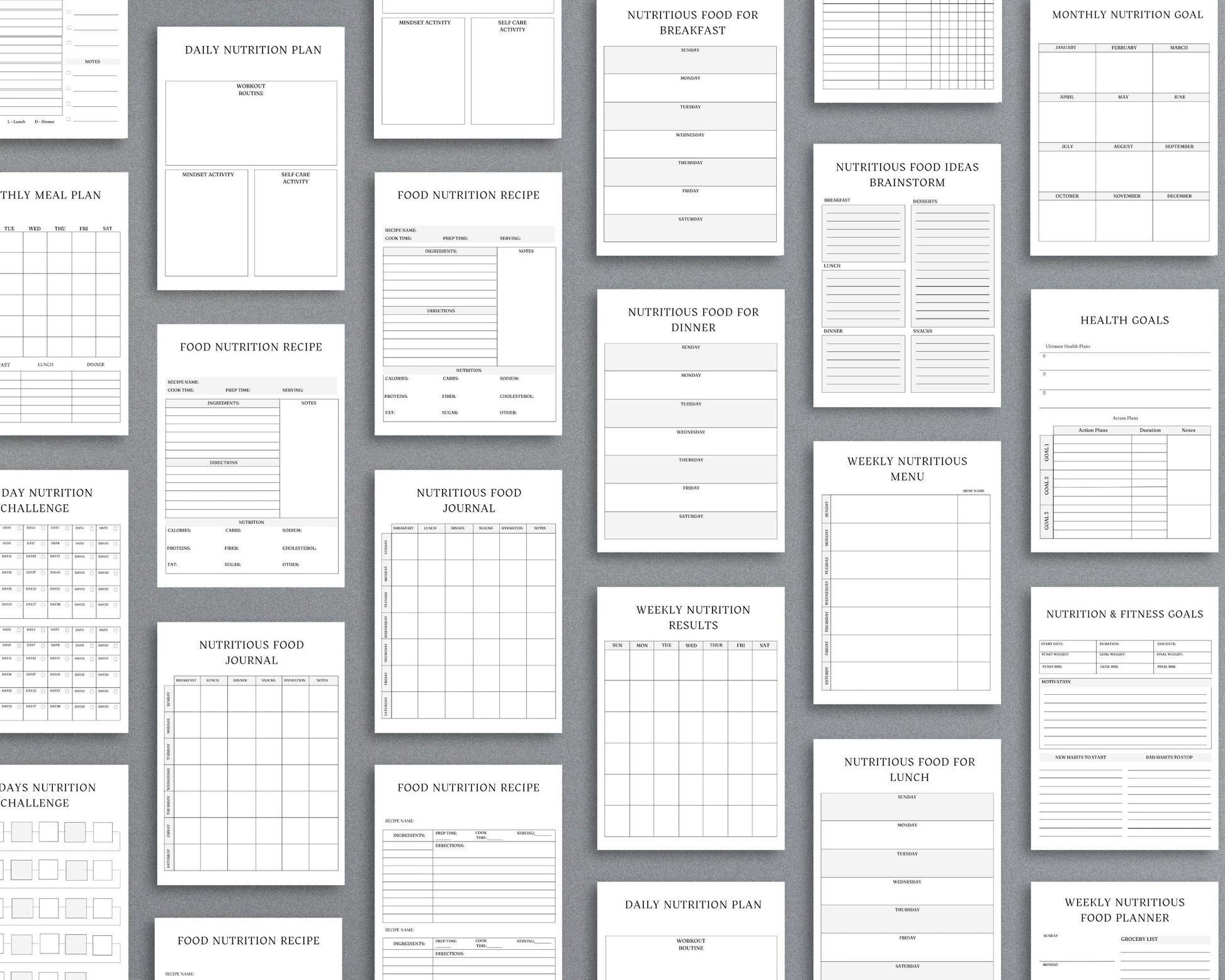 Nutrition Planner – Track Meals, Set Health Goals & Improve Wellness | Printable PDF