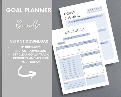 Goal Planner – Set, Track & Achieve Your Goals | Printable PDF
