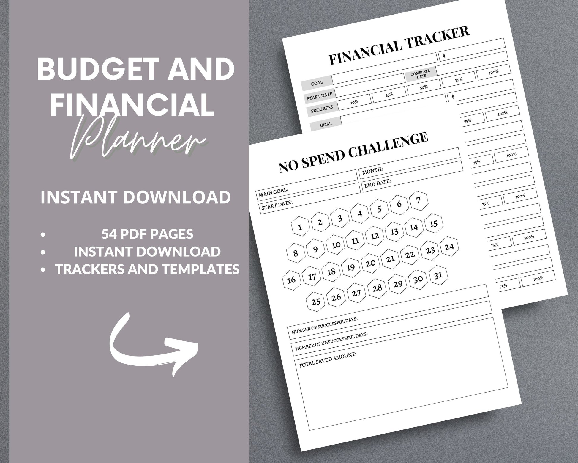 Budget & Financial Planner – Track Expenses, Save Money & Manage Finances | Printable PDF