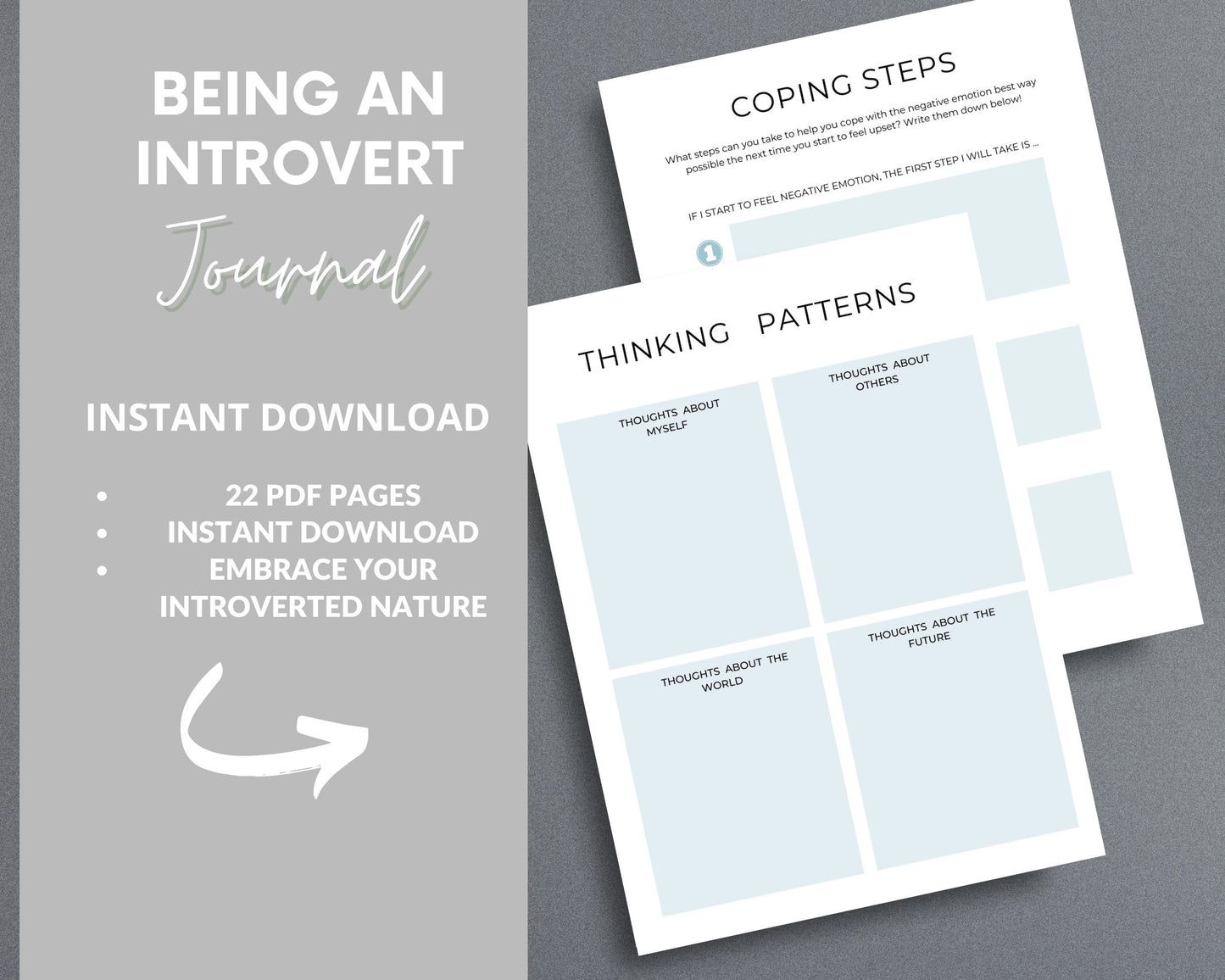 Being an Introvert Journal – Self-Discovery, Coping Skills & Self-Care | Printable PDF