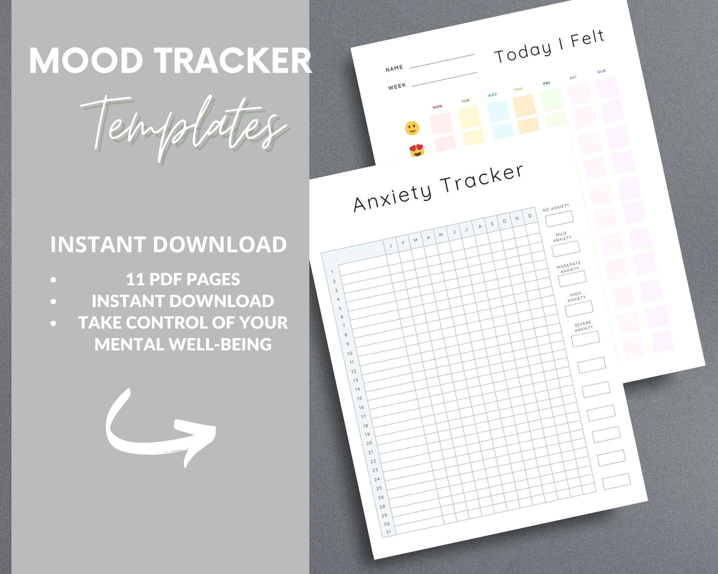 Mood Tracker Templates – Track Emotions, Reduce Stress & Improve Mental Health | Printable PDF