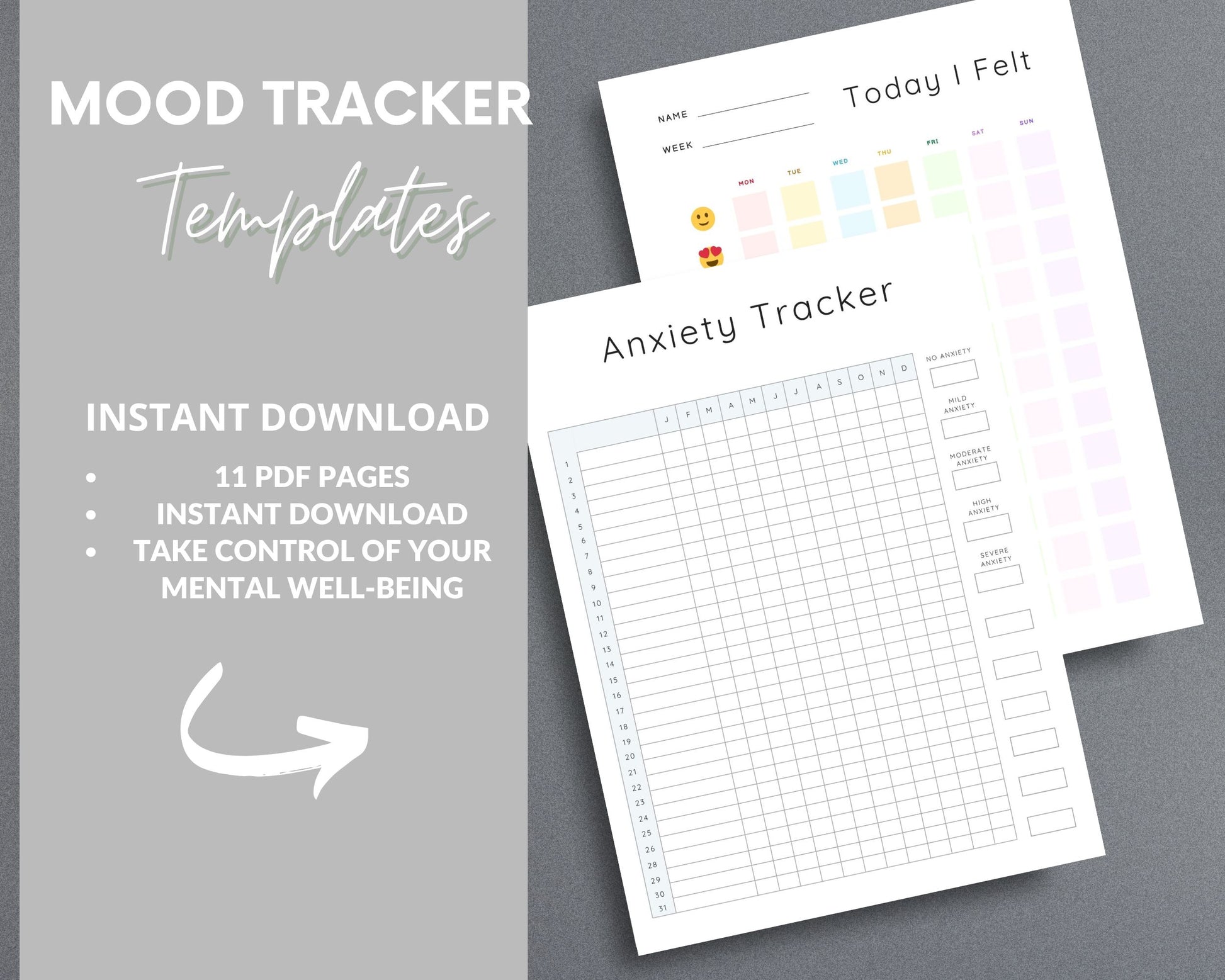 Mood Tracker Templates – Track Emotions, Reduce Stress & Improve Mental Health | Printable PDF