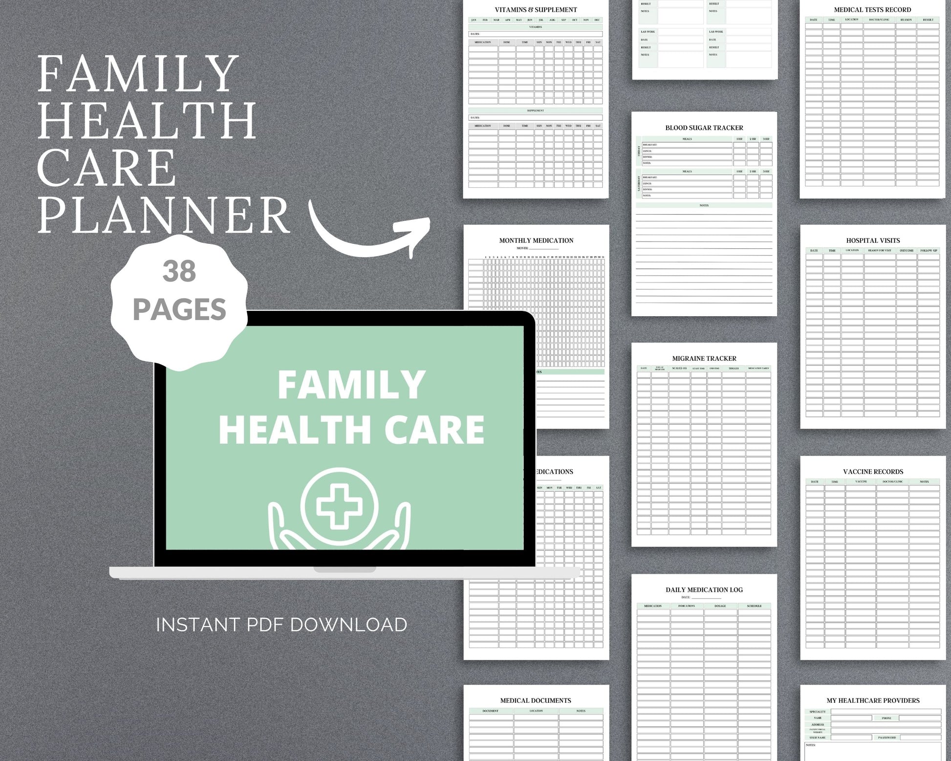 Family Health Care Planner – Track Medical History, Appointments & Health Records | Printable PDF