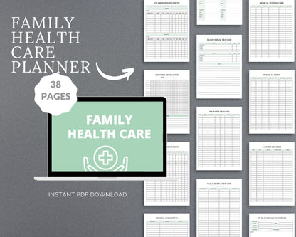 Family Health Care Planner – Track Medical History, Appointments & Health Records | Printable PDF