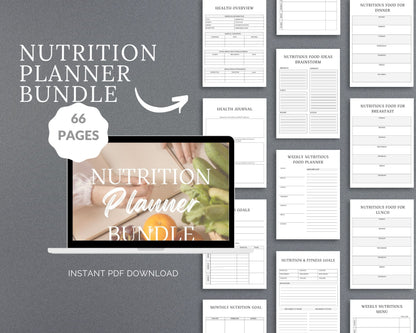 Nutrition Planner – Track Meals, Set Health Goals & Improve Wellness | Printable PDF
