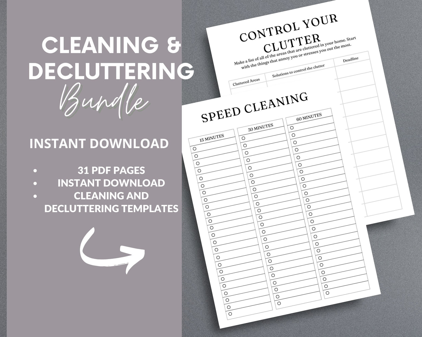 Decluttering & Cleaning Planner – Organize, Simplify & Maintain a Tidy Home | Printable PDF for Printing