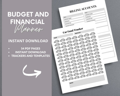 Budget & Financial Planner – Track Expenses, Save Money & Manage Finances | Printable PDF