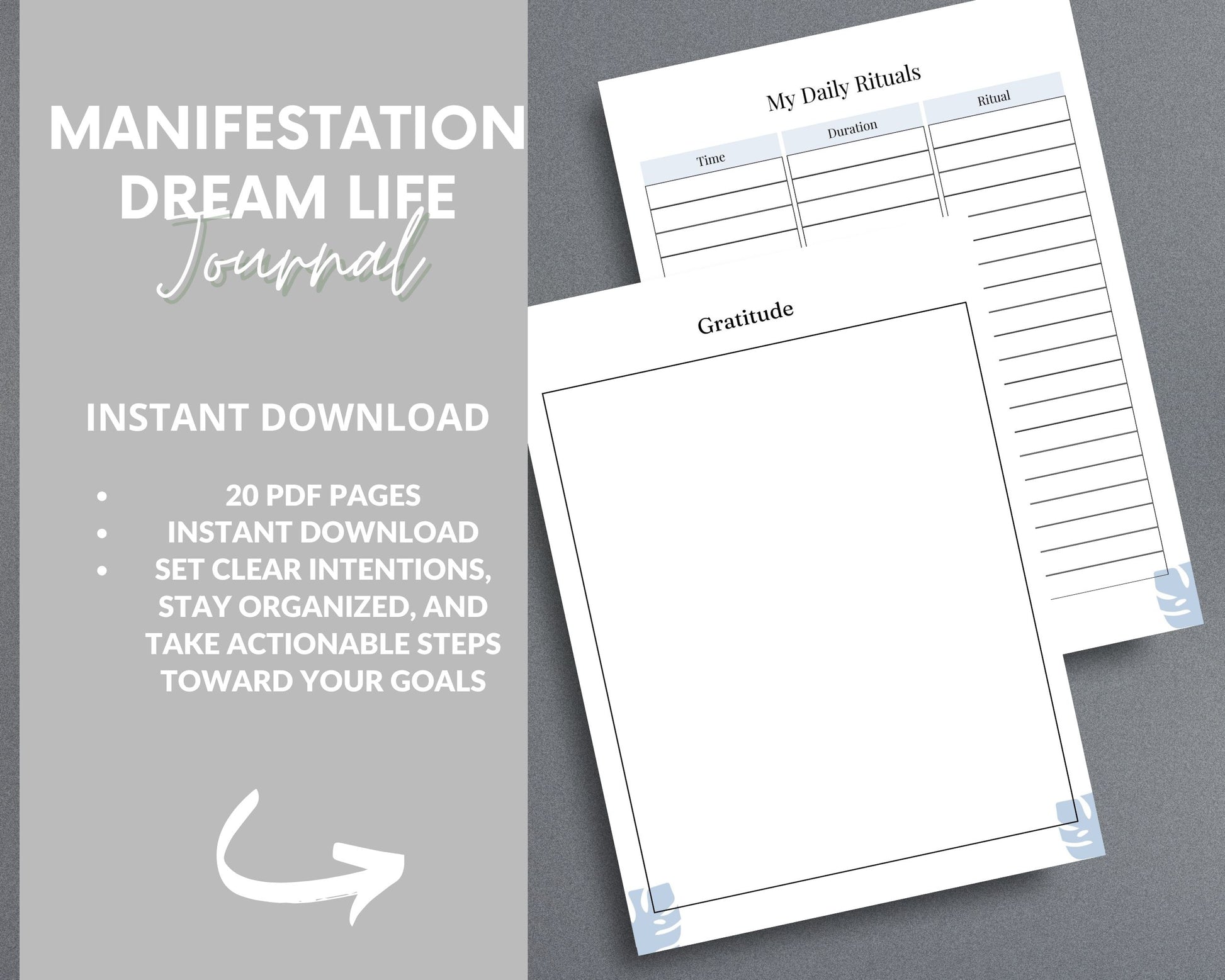 Manifestation Dream Life Journal – Vision Board, Goal-Setting & Affirmations | Printable PDF